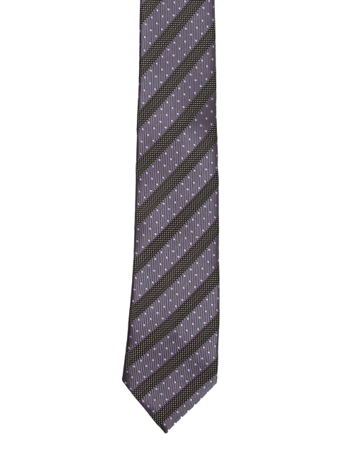 

Tossido Black & Grey Striped Broad Tie