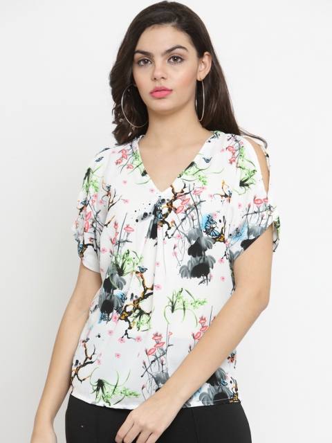 

Latin Quarters Women Off-White Floral Print Top