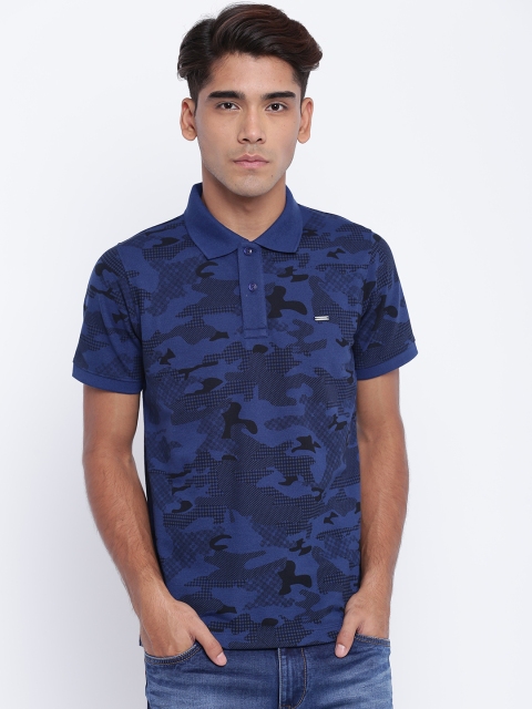 

Monte Carlo Men Blue Printed Polo T-shirt