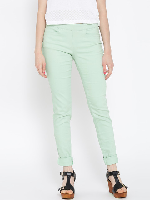 

Vero Moda Women Sea Green Slim Fit Trousers