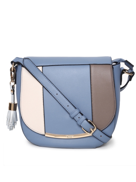 

Dune London Blue & Beige Colourblocked Tasselled Sling Bag