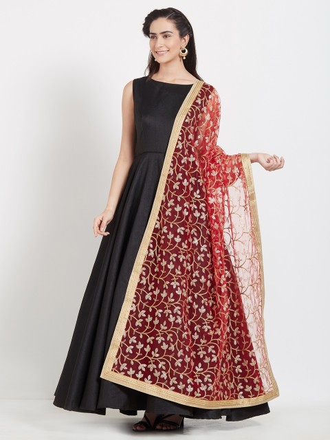 

Dupatta Bazaar Red & Gold-Toned Embroidered Dupatta