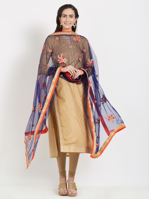 

Dupatta Bazaar Navy Blue Embroidered Dupatta