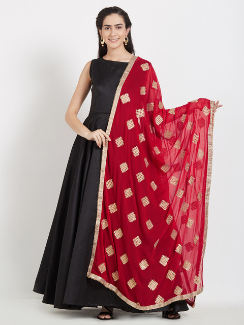 

Dupatta Bazaar Red & Gold-Toned Embroidered Dupatta