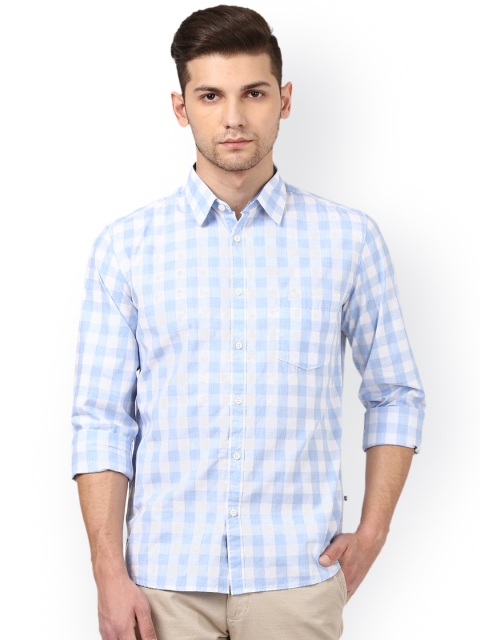 

Parx Men Blue & White Slim Fit Checked Casual Shirt