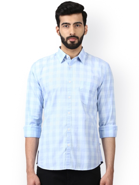 

Parx Men Blue Slim Fit Checked Casual Shirt