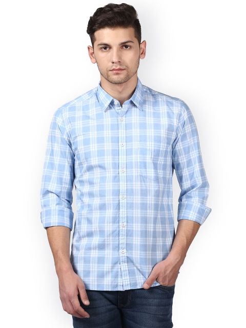 

Parx Men Blue & White Slim Fit Checked Casual Shirt