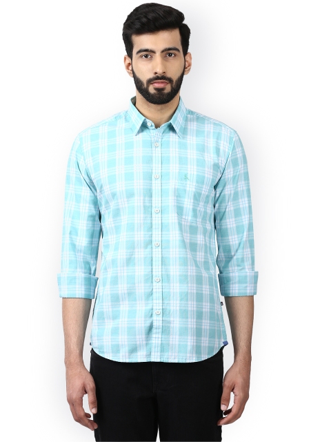 

Parx Men Sea Green & White Slim Fit Checked Casual Shirt