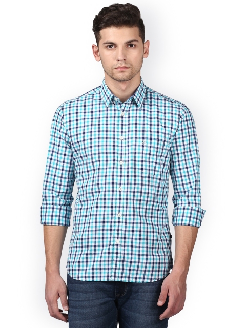 

Parx Men Blue & White Slim Fit Checked Casual Shirt