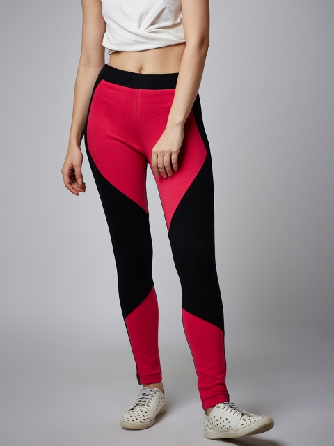 

Rider Republic Pink & Black Colourblocked Treggings