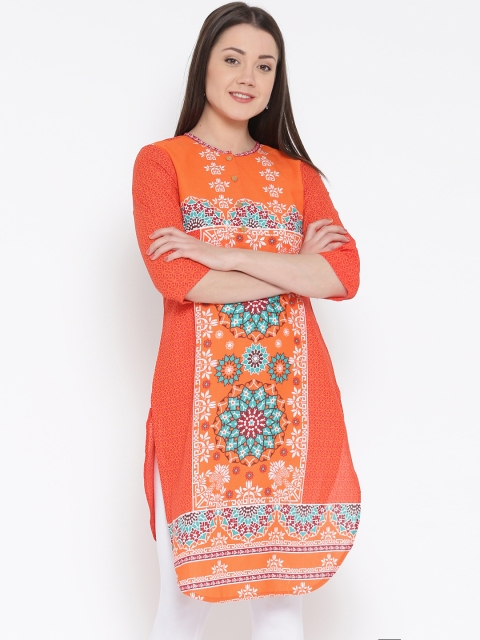 

Aurelia Women Orange Printed Kurta