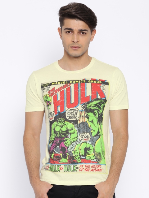 

Flying Machine Men Cream-Coloured Printed T-shirt