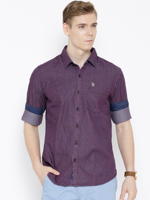 

U.S. Polo Assn. Denim Co. Men Navy & Red Checked Casual Shirt, Navy blue
