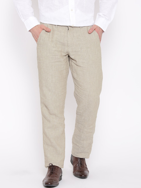 

Arrow Sport Beige Linen Slim Fit Smart Casual Trousers