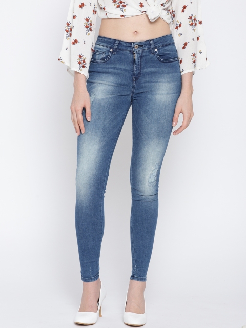 

Lee Cooper Women Blue Super Skinny Fit High-Rise Low Distress Stretchable Jeans