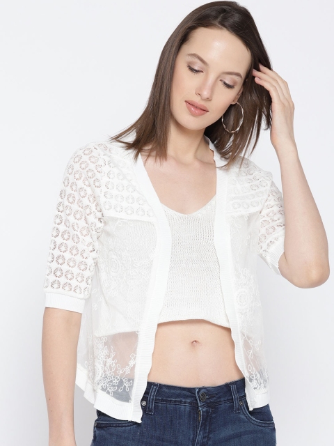 

Lee Cooper White Net Sheer Open Front Shrug