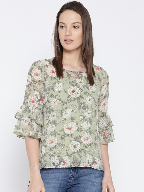 

Lee Cooper Women Green Printed Top