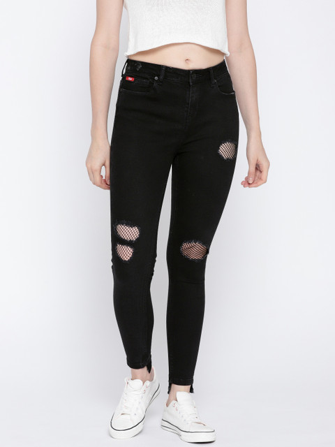 

Lee Cooper Women Black Super Skinny Fit High-Rise Mildly Distressed Stretchable Jeans