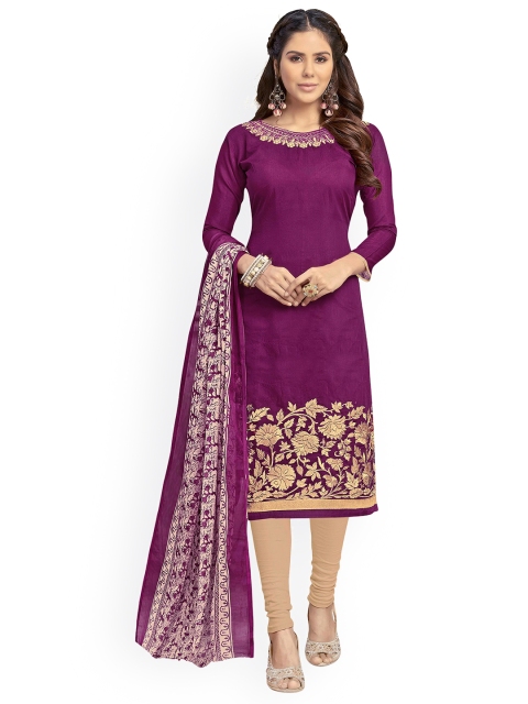 

Blissta Magenta & Cream-Coloured Cotton Blend Unstitched Dress Material