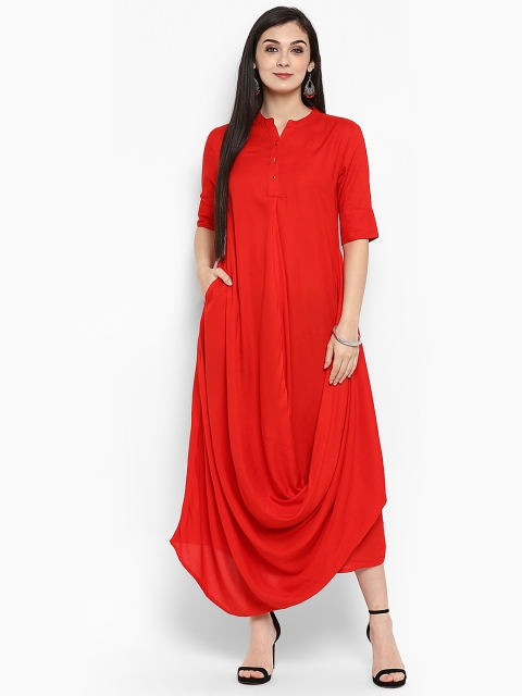 

Juniper Women Red Solid Maxi Dress