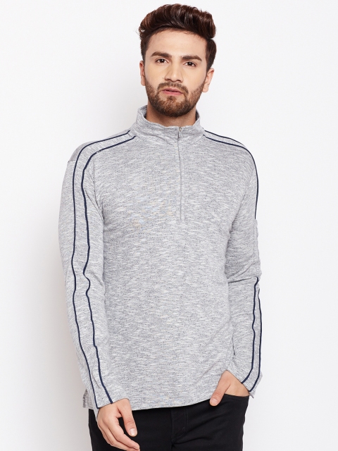 

Cottonworld Men Grey Melange Solid Sporty Jacket