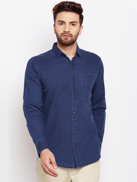 

Cottonworld Men Navy Blue Slim Fit Solid Casual Shirt