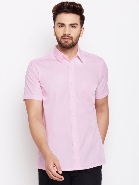 

Cottonworld Men Pink Regular Fit Solid Casual Shirt