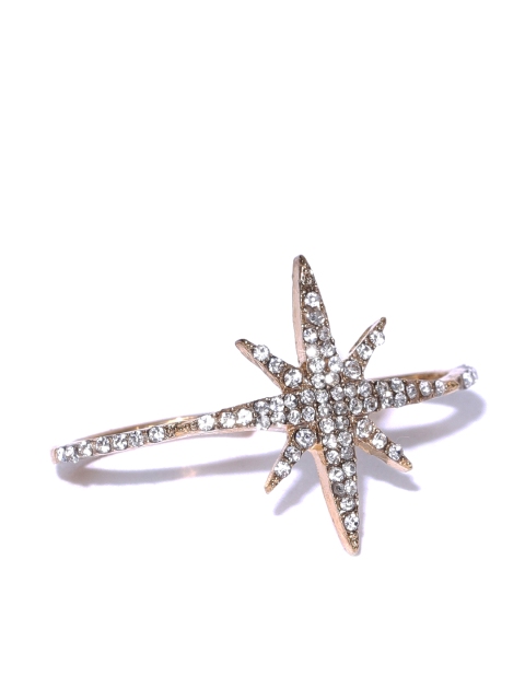 

OOMPH Gold-Toned Stone-Studded Star Motif Dual Finger Ring