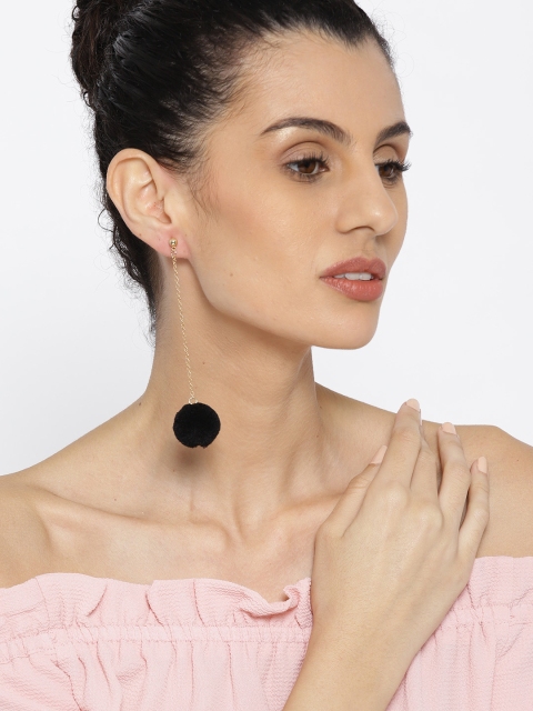

OOMPH Gold-Toned & Black Spherical Drop Earrings