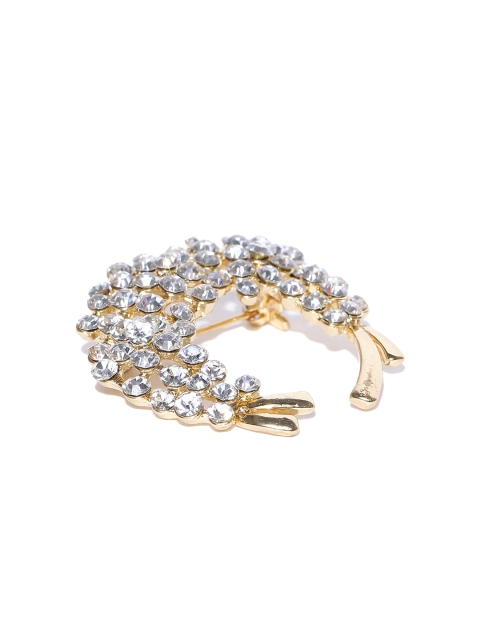 

Crunchy Fashion Women Gold-Toned Stone-Studded Brooch