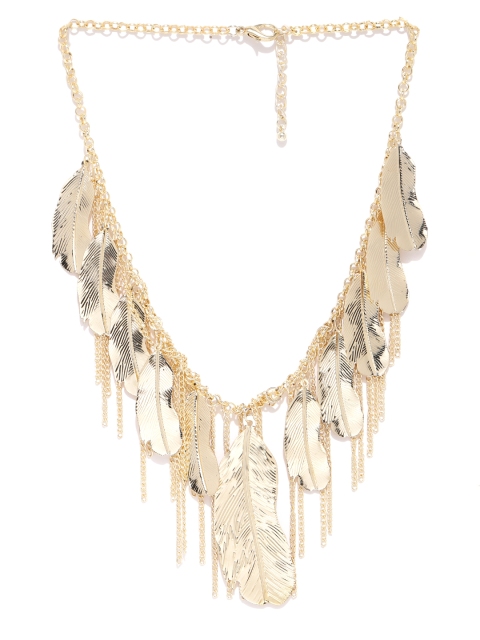 

Crunchy Fashion Gold-Toned Leaf-Shaped Necklace