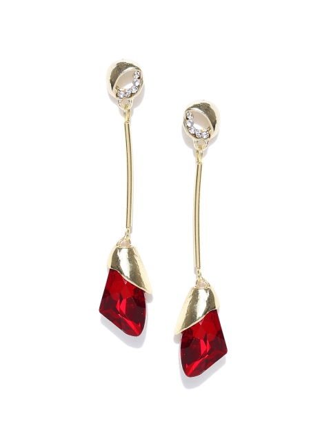 

Crunchy Fashion Red Gold-Plated Contemporary Drop Earrings