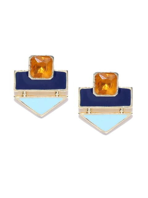 

Crunchy Fashion Blue & Gold-Toned Geometric Studs