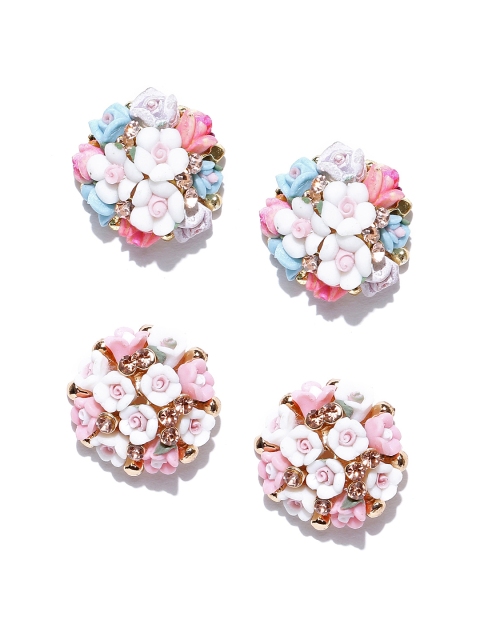 

Crunchy Fashion Set of 2 Multicoloured Floral Studs, Multi