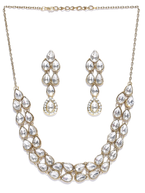 

Crunchy Fashion Antique Gold-Toned Kundan-Studded Jewellery Set