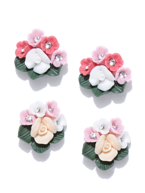 

Crunchy Fashion Set of 2 Multicoloured Floral Studs, Multi