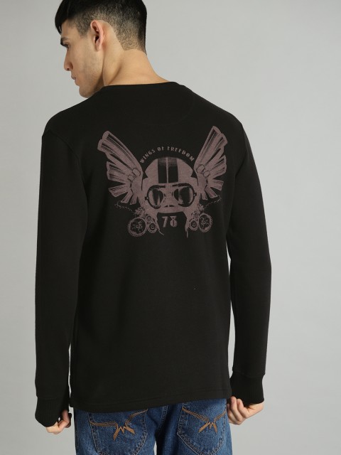 

Roadster Men Black Solid Sweatshirt