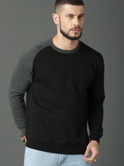 

Roadster Men Black Solid Sweatshirt