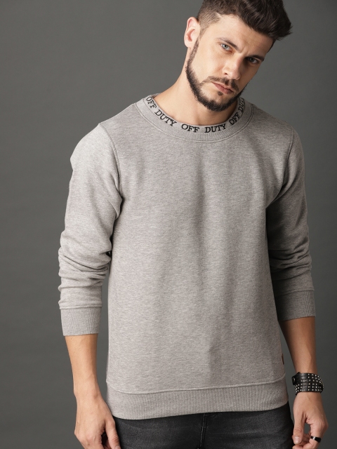 

Roadster Men Grey Melange Solid Sweatshirt