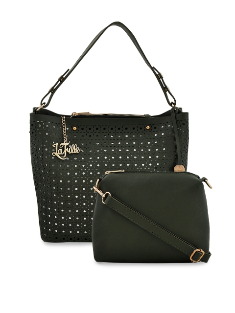 

LaFille Green Solid Set of 2 Handbags