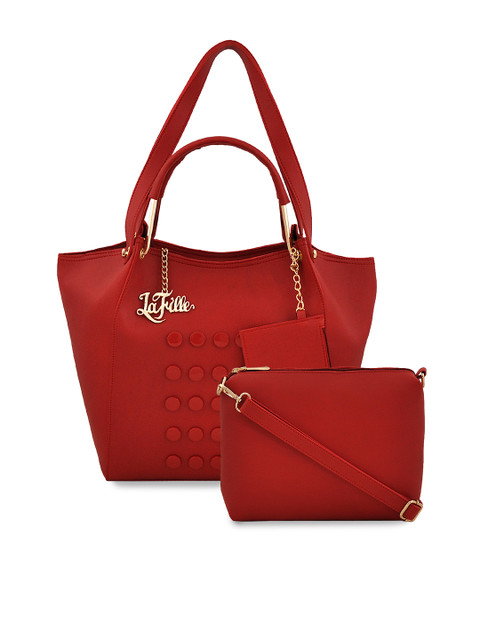 

LaFille Red Solid Set of 2 Handbags