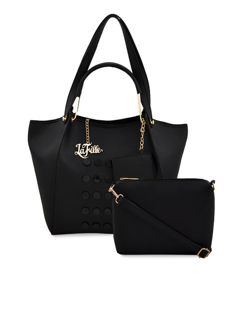 

LaFille Black Solid Set of 2 Handbags