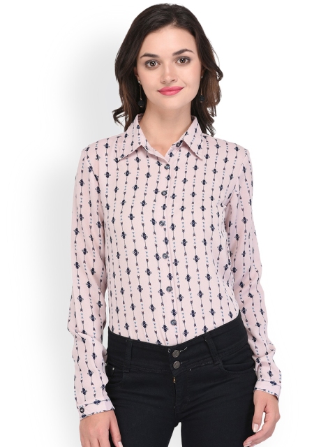 

PURYS Women Lavender Regular Fit Printed Casual Shirt