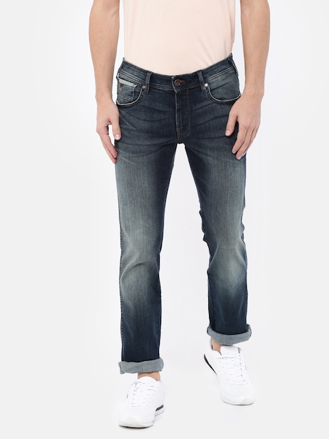 Wrangler Men Blue Skanders Slim Fit Low-Rise Clean Look Stretchable Jeans