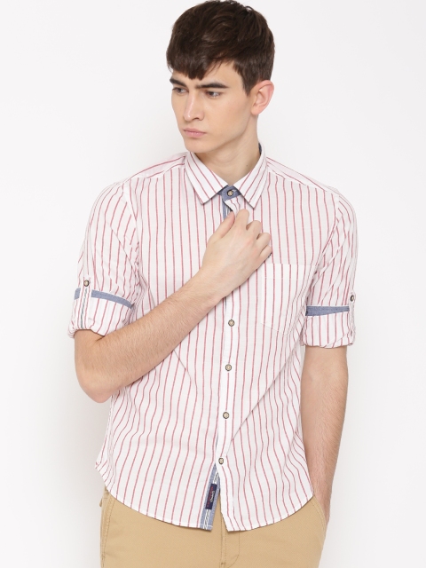 

U.S. Polo Assn. Denim Co. Men Off-White & Red Striped Casual Shirt