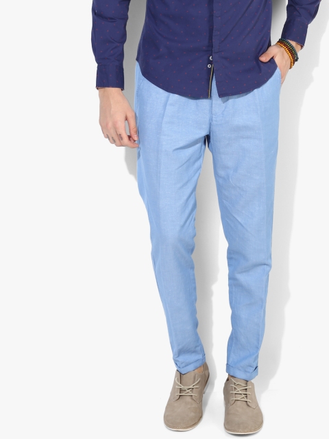 

United Colors of Benetton Men Blue Slim Fit Solid Regular Trousers