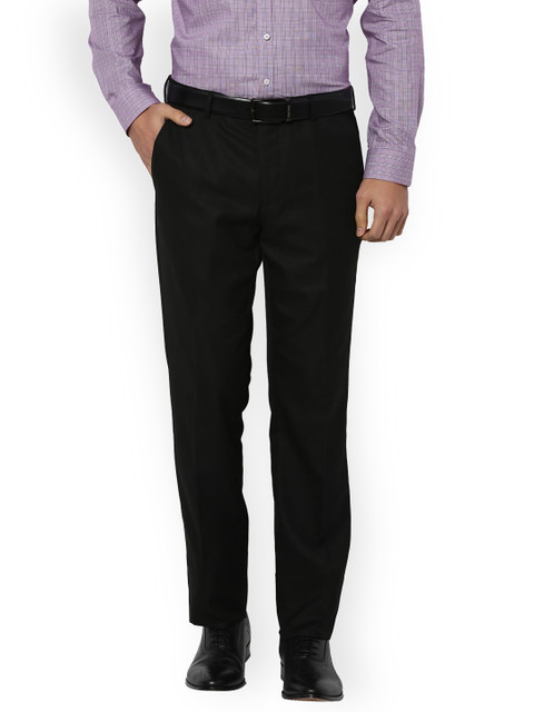 

Van Heusen Men Black Slim Fit Solid Formal Trousers