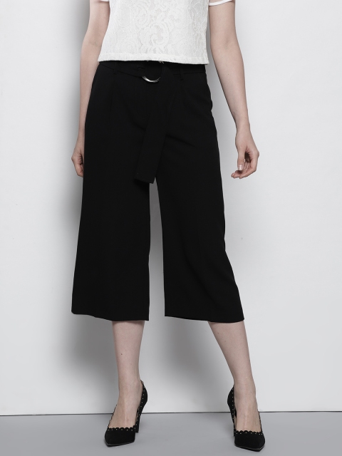 

DOROTHY PERKINS Women Petite Black Regular Fit Solid Cropped Culottes