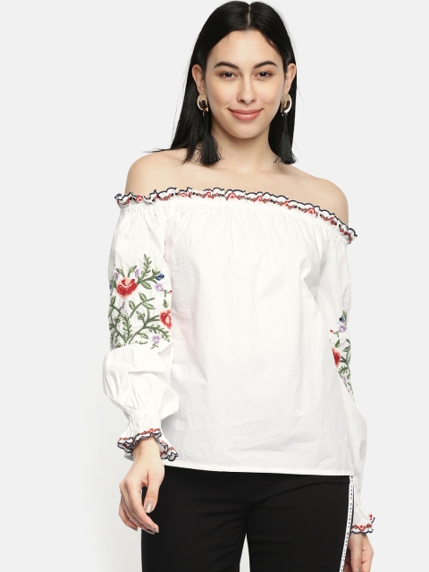 

DOROTHY PERKINS Women White Solid Bardot Top