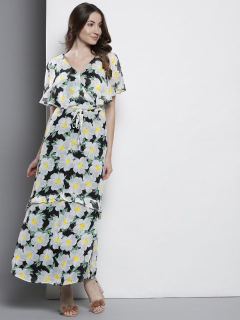 

DOROTHY PERKINS Women Off-White & Black Printed Maxi Dress
